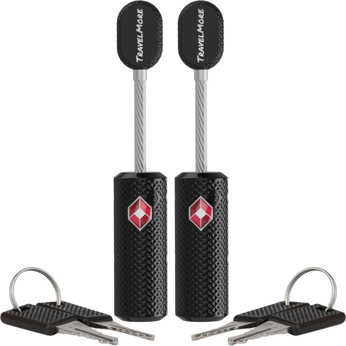 SnelShoppen - 2 Pack TSA Bagageslot met Sleutels - Flexibel Ultra Veilig Mini Hangslot van Hoogwaardige Metaal Zinklegering - 2 Stuks - Zwart voor Rei