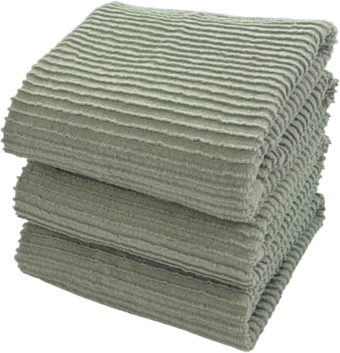 SnelShoppen - Sage Green Keuken Doeken Set van 3 - 100% Katoen - Zachte en Absorberende Handdoeken voor Drogen, Schoonmaken en Decoratie - Multifuncti