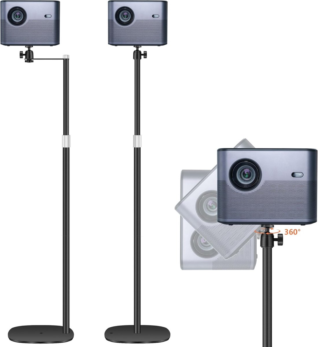 SnelShoppen - Universele Projector Beugel, Verstelbare Hoogte 35-50 Inch, 360° Rotatie, 2-in-1 Ontwerp voor Ruimtebesparing Achter Sofa/Bed, Geschikt
