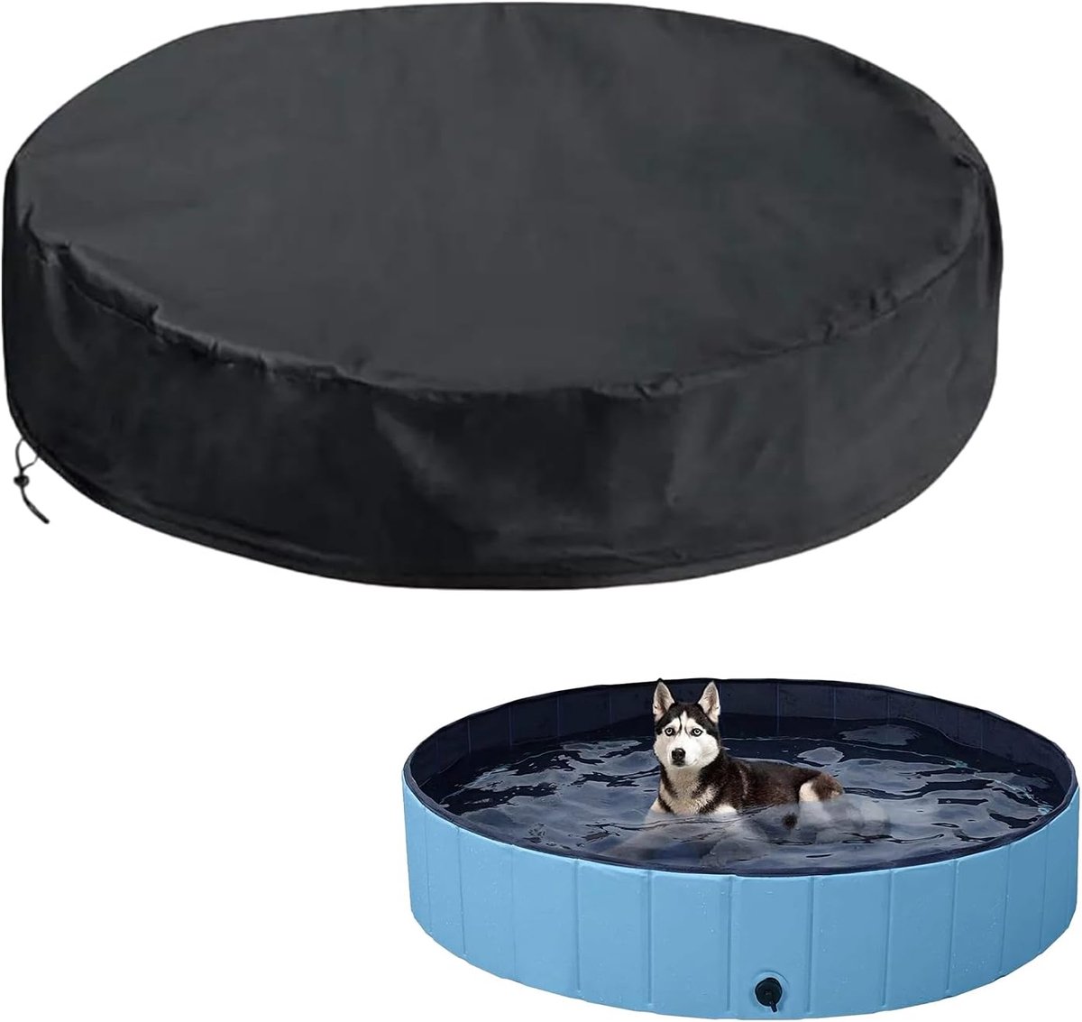 SnelShoppen - Opvouwbare Zwembaddeken voor Honden, UV Bescherming, Ronde Dekking met Trekkoord, Waterdicht, Stofdicht, 122 x 30 cm
