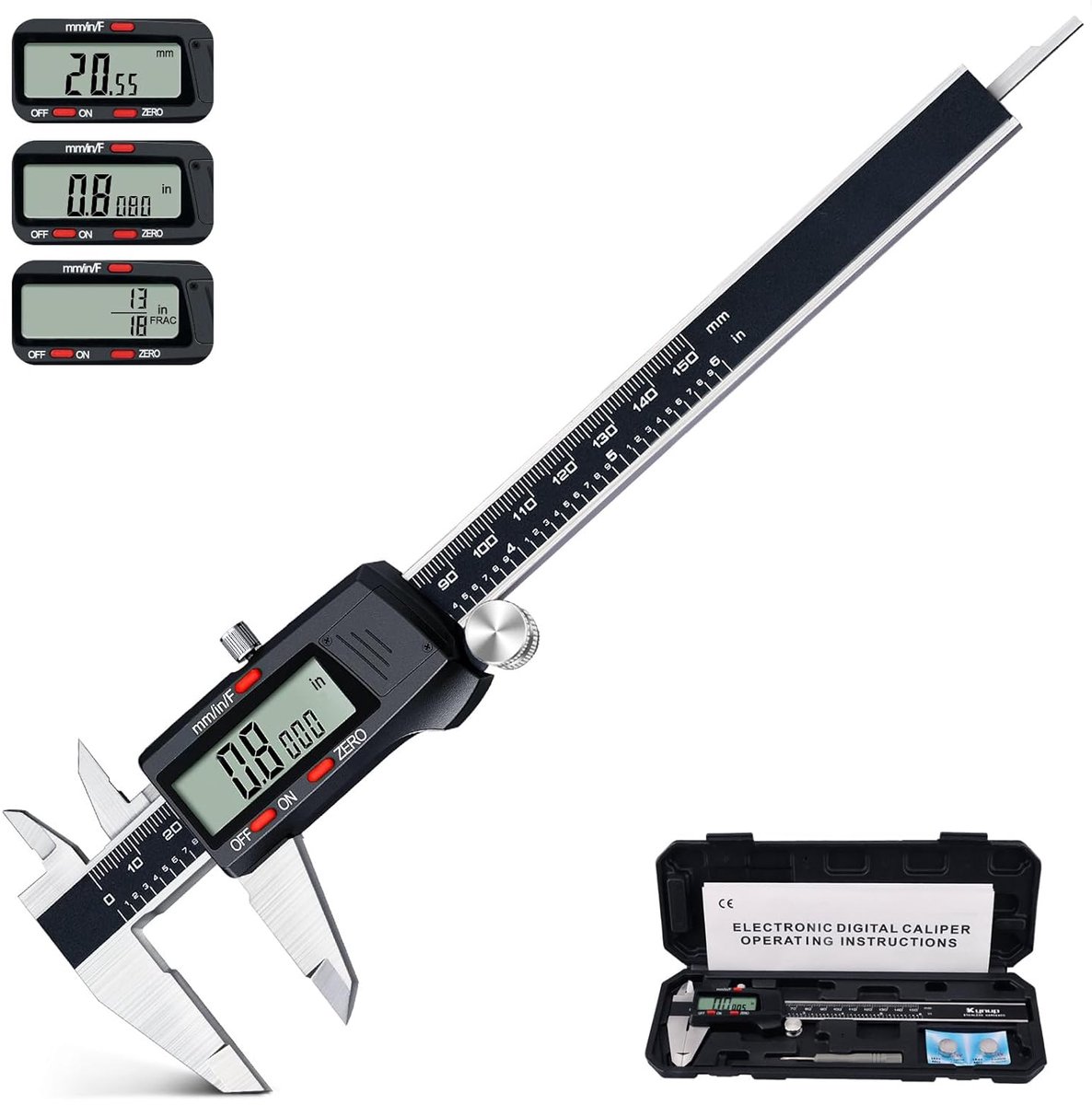 SnelShoppen - Digitale Schuifmaat 150 mm - RVS, LCD Display, Nauwkeurigheid ± 0.02 mm, Inch en Metric Conversie, Perfect voor Doe-Het-Zelf en Thuisgeb