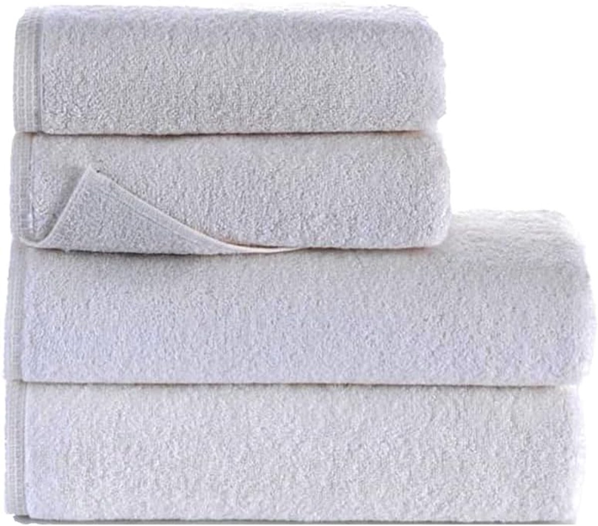 SnelShoppen - Set van 4 Handdoeken, 100% Katoen, Zacht en Absorberend, 2 x 50 x 100 cm & 2 x 70 x 140 cm, Crème, Perfect voor Badkamer en Gasten