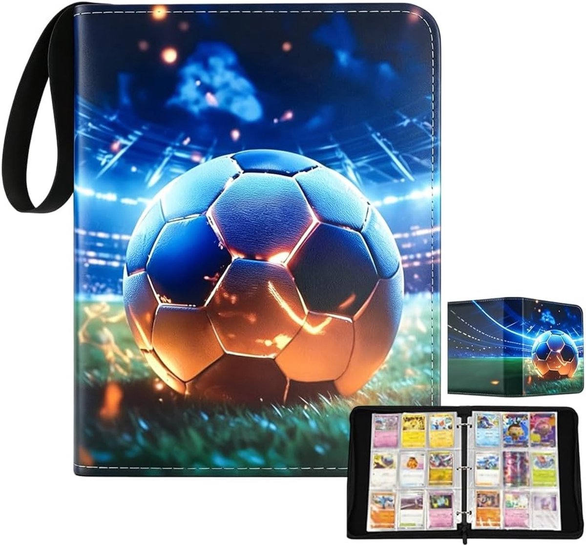 SnelShoppen - Verzamelalbum Voetbalkaarten - 50 Pagina's - Capaciteit 900 Kaarten - Waterdicht PU-leer - Met Ritssluiting en Handgreep - Ideaal voor K