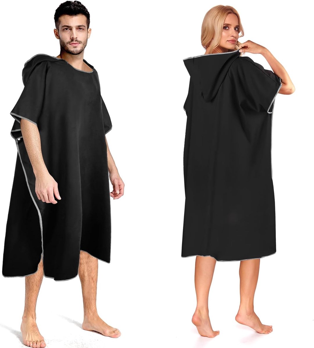 SnelShoppen - Microfibre Surf Poncho met Kap, Sneldrogende Badjas voor Mannen en Vrouwen, Ideaal voor Zwemmen, Camping en Strand