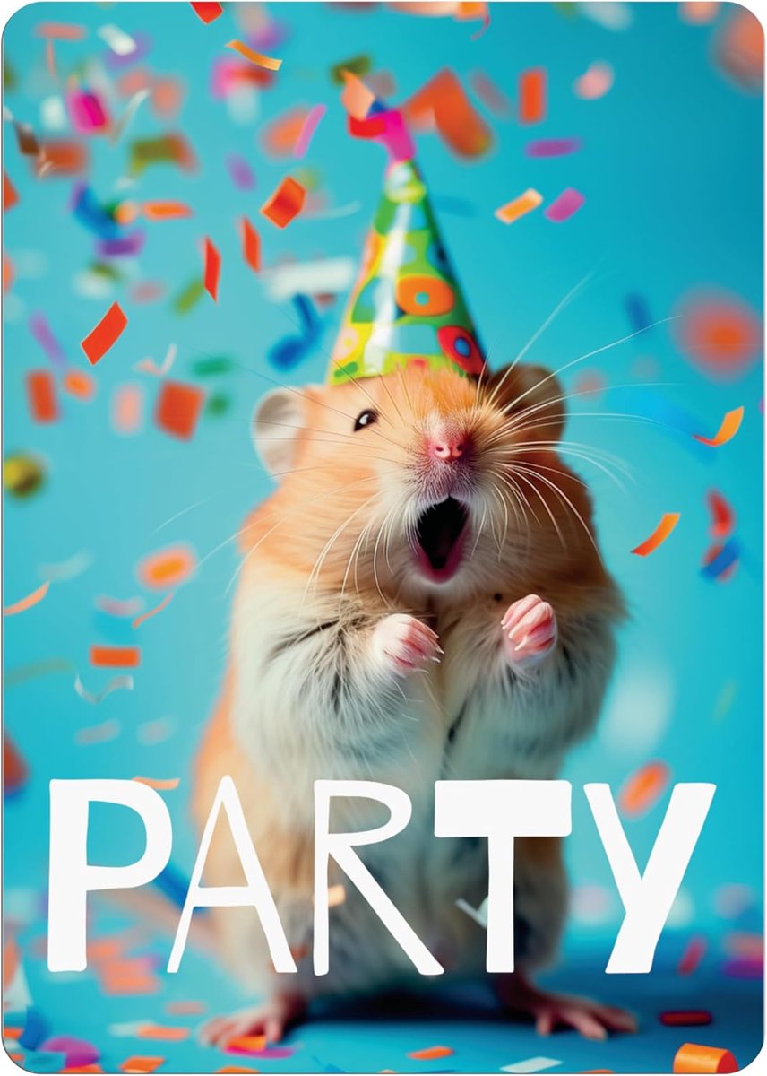 SnelShoppen - Uitnodigingskaarten Verjaardagen Feestjes - 12 Personaliseerbare Hamster Kaarten - Kleurrijk Ontwerp voor Kinderfeestjes, Thema Feesten