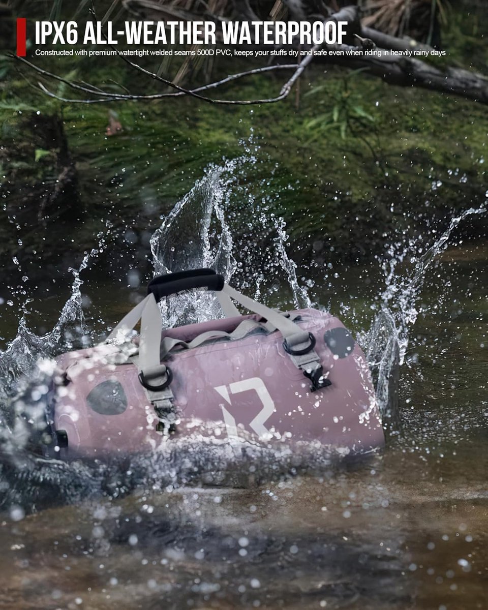 SnelShoppen - Waterdichte Motortas 50L - Zadeltas voor Motorfiets, Camping en Watersport - Rolsluiting, Paars, Ideaal voor Reizen