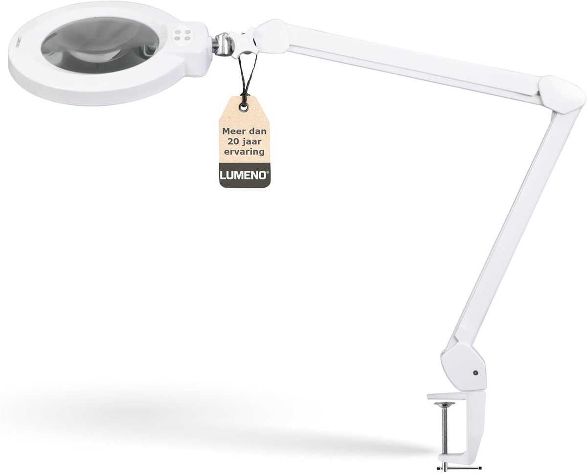SnelShoppen - Dimbare LED Loeplamp met 172 mm Glaslens, 5 Dioptrieën, Robuuste Metalen Behuizing - Perfect voor Leeshulp, Handwerk, Pedicure en Cosmet