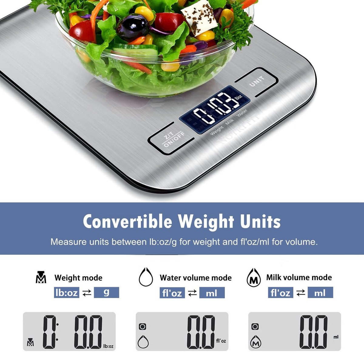SnelShoppen - Digitale Keukenweegschaal Roestvrij Staal 5KG/11lb - Ultradunne Multifunctionele Voedselweegschaal met Achtergrondverlichting LCD - Idea