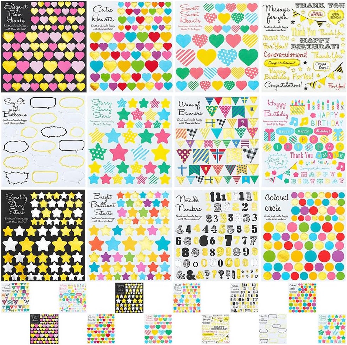 SnelShoppen - 24 Stuks Planner Stickers, Bullet Journal Stickers, Scrapbooking Accessoires, Zelfklevende Stickers, Kleurrijk, Voor Agenda, Dagboek en