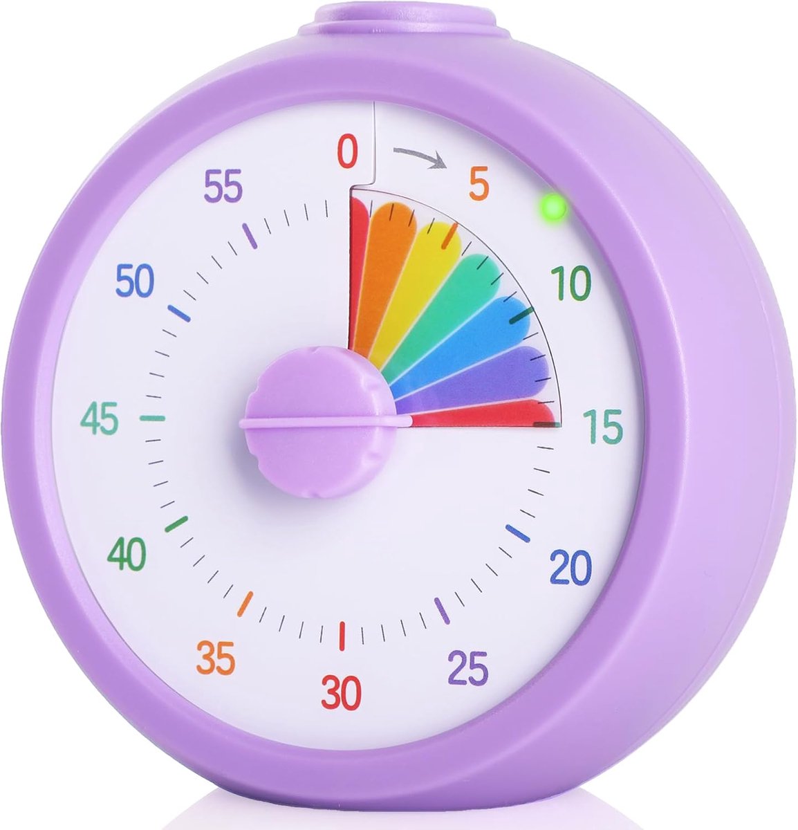 Visuele timer, grote visuele afteltimer, 60 minuten, stil aftellen, met gekleurde wijzerplaat om te koken, klaslokaal (paars)