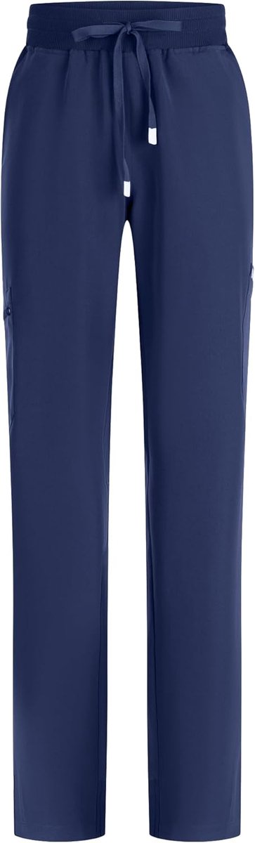 Mauri Medische slip broek halve jogger 7 zakken met elastische tailleband en achterzakken ziekenhuis uniformbroek met elastaan