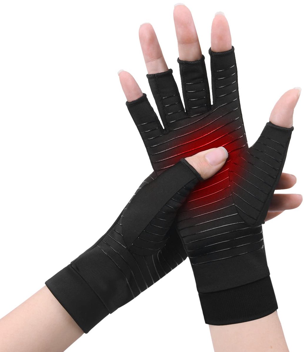 1 paar Koperen artritis handschoenen, Compressie Artritis Handschoenen Vingerloze Handschoenen voor Pijnverlichting, Gaming Typen, Werk en Warmte (M)