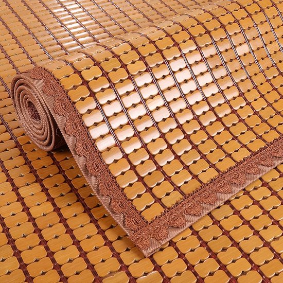 Bamboe Slaapmat - Koelmat Zomer - Koel Slapen - Natuurlijk Bamboe Materiaal - 70x150cm - Geel — afbeelding 4