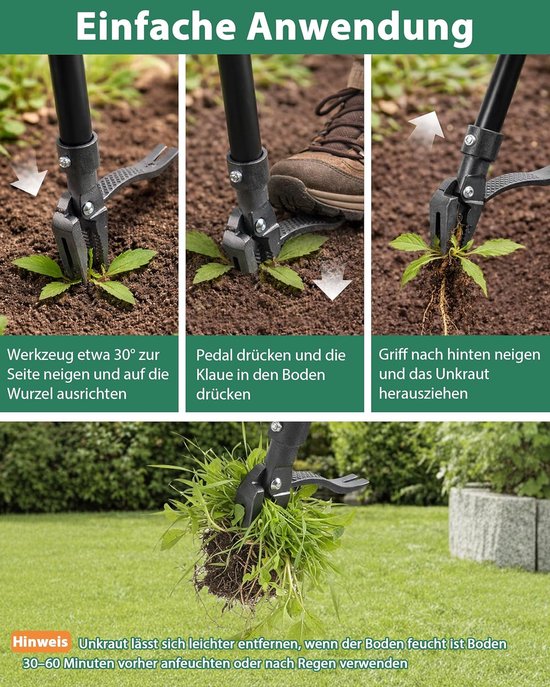 Onkruidsteker met Pedaal - Onkruidverwijderaar Tuin - Onkruid Verwijderen - Rugvriendelijk Staand - 100 cm - Zilver van Merkloos	 — afbeelding 2