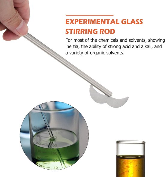 Roerstaafjes Roestvrij Staal - Roerpeddel Laboratorium - Dranken Mengen - Duurzaam Praktisch Hulpmiddel - 26 cm - Zilver — afbeelding 5