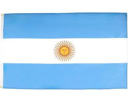 FLAG Vlag Argentinië 90x60 cm Vlag Argentijns Licht Polyester 2 Ringen | Binnengebruik decoratieve vlag Argentina dubbel gestikte naden en verstevigde randen met metalen ogen