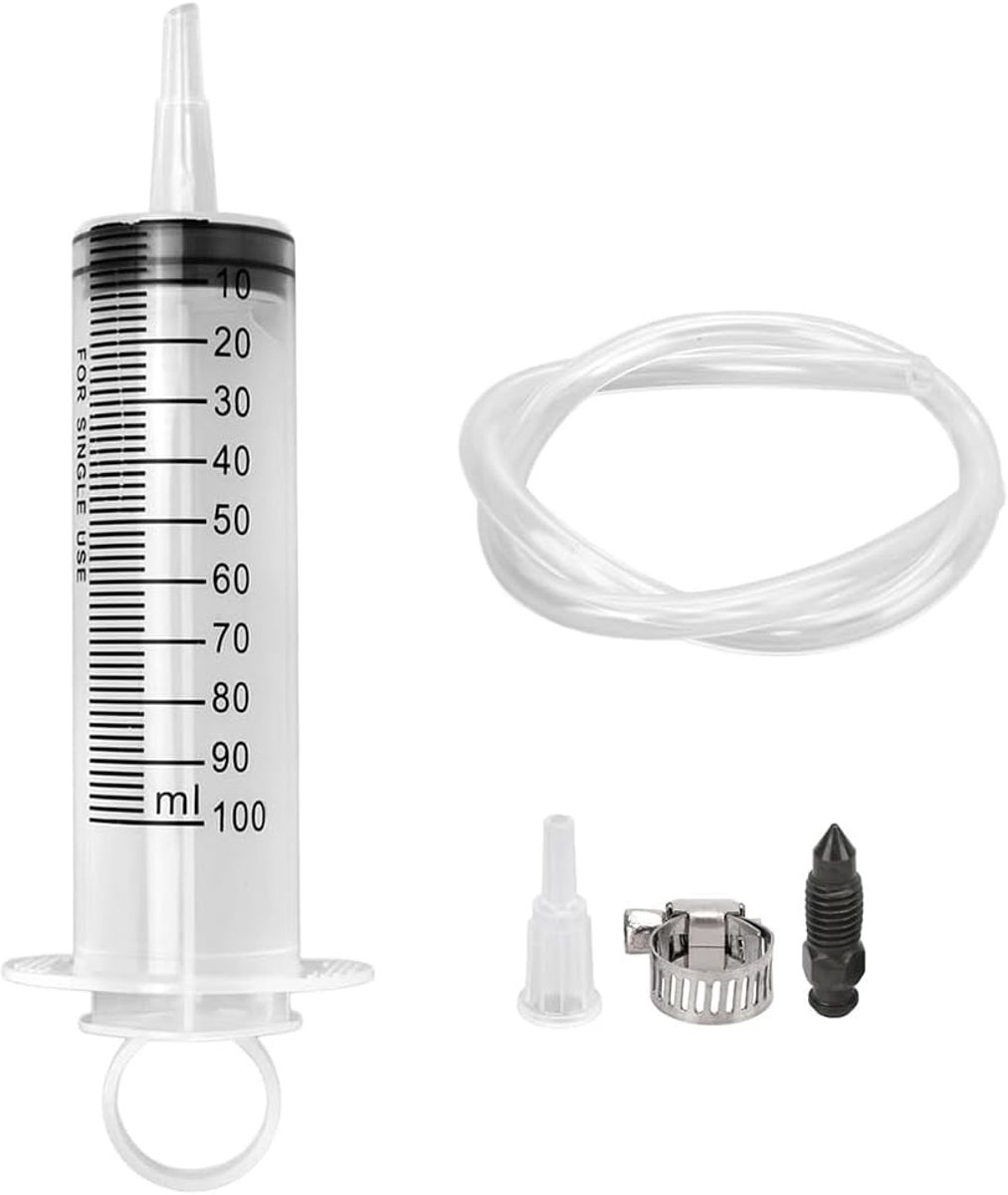 mizikuu 100ml doseerspuit voor remvloeistof ontluchting, 50cm slang vacuümpomp remsysteem reparatie oliespuit remvloeistof ontluchtingsset hydraulisch motorwiel schijf ontluchting scooter