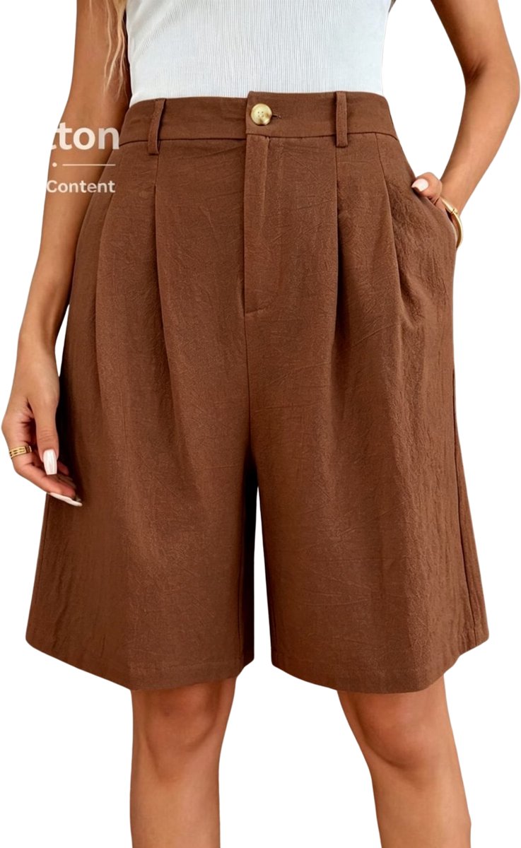 Currero Korte Broek Dames Spijkerbroek Met Zakken Volwassenen Meisjes Shorts Löss Oker Multicolor