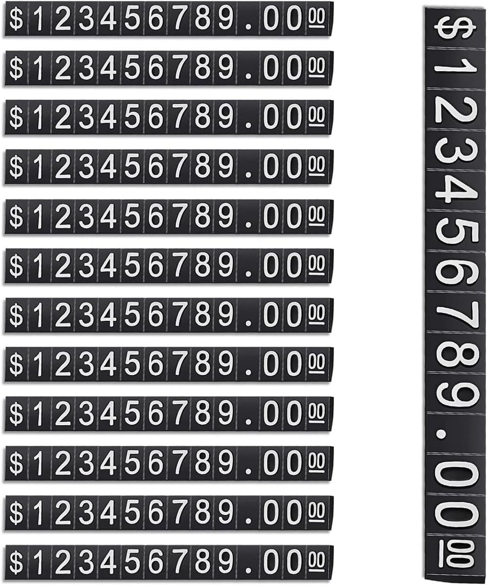12 stuks Prijskaartjes Verstelbare Prijsweergave Cubic Getallenteller Standaard Label Verkoopprijs Blokken voor Sieraden Horloge Ring Weergave Kit, Zwart