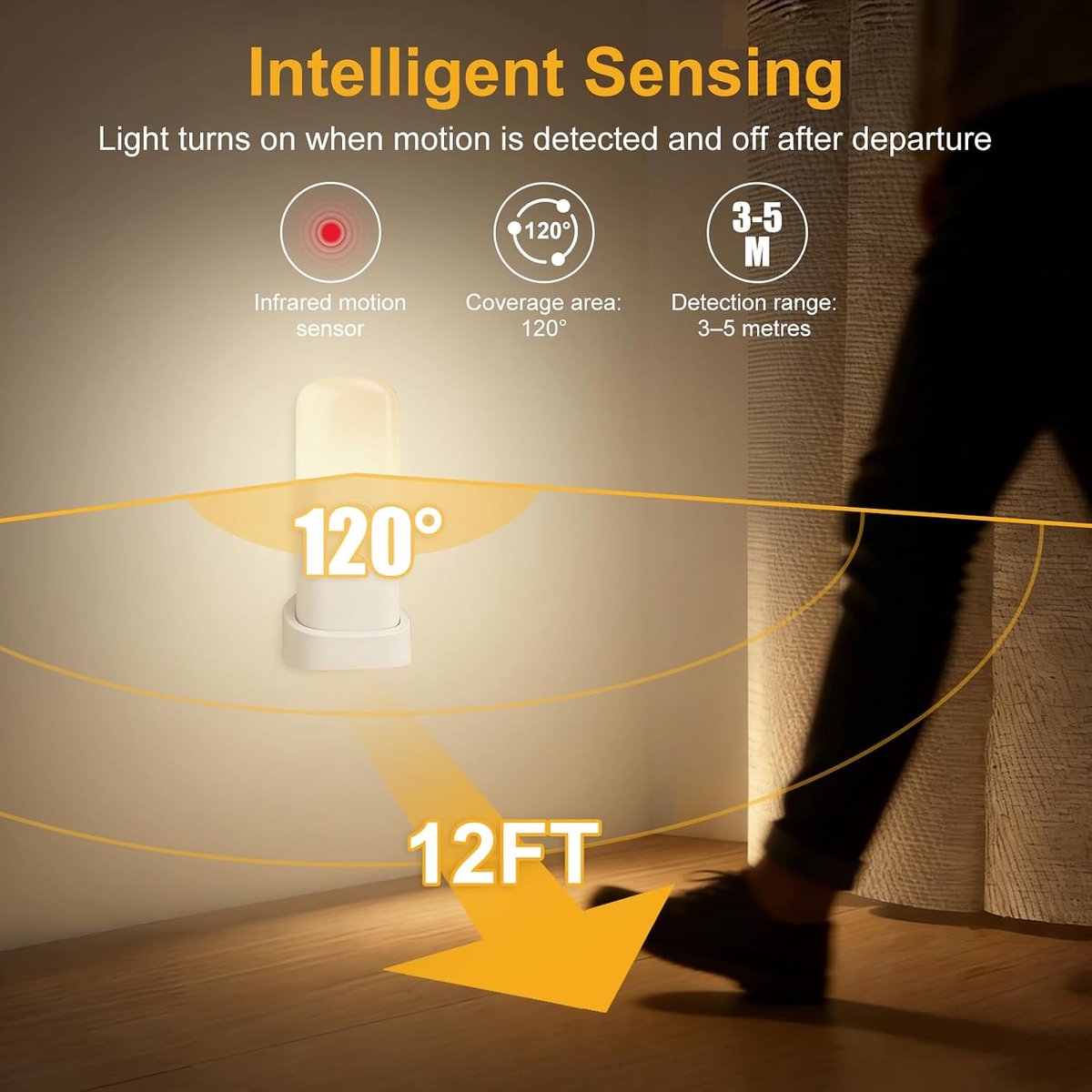 Motion Sensor Nachtlicht, dimbare nachtverlichting met 5 helderheidsniveaus, 2000mAh oplaadbare batterij bedieningslicht, draagbare bewegingssensor licht voor kinderen, slaapkamer — cadeau in Wonen & Interieur - foto 5