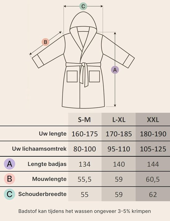 Badjas Extra Lang met Capuchon - 100% Katoen Badstof 380 g/m² - Sauna & Spa Ochtendjas, Enkel Lengte, Zacht en Absorberend, Maten S–XXL — afbeelding 4