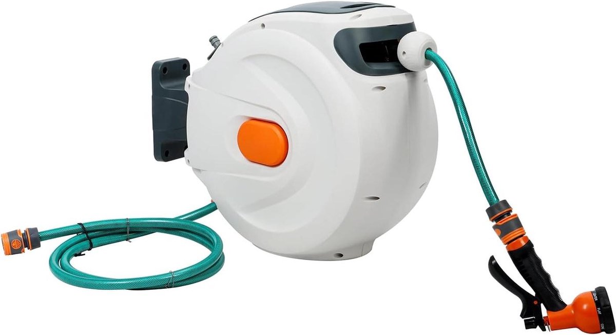Tuinslang haspel - Automatische oproller - Tuin sproeien - Langzame terugloop - 300cm of 400cm - Wit