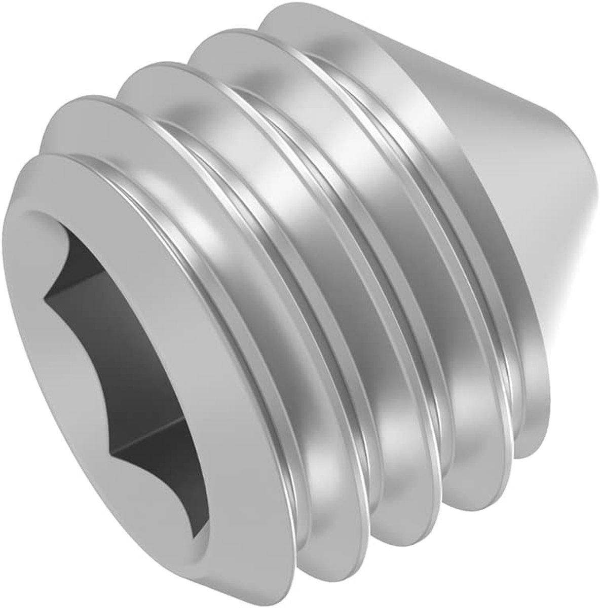 Schroefdraadpen met punt M5 x 5 mm, roestvrij staal V2A VA A2, DIN 914 / ISO 4027, binnenzeskant, 20 stuks