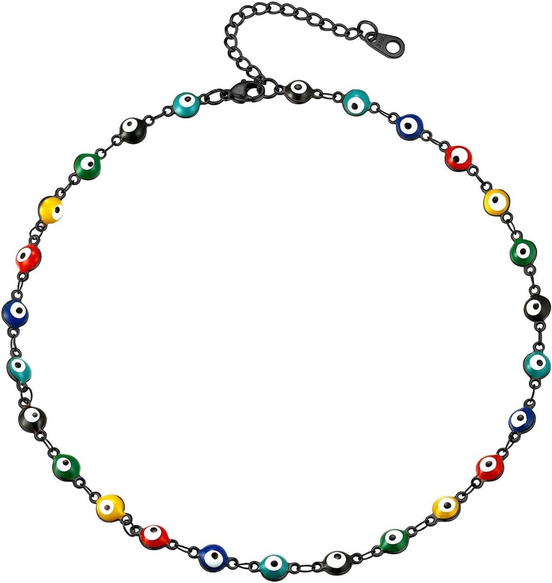Kwaad Oog Choker Ketting Dames Naam Ketting Gepersonaliseerd Turks Oog Ketting Roestvrij Staal Nazar Boncugu Ketting Halsband Nazar Amulet Sieraden, Roestvrij staal