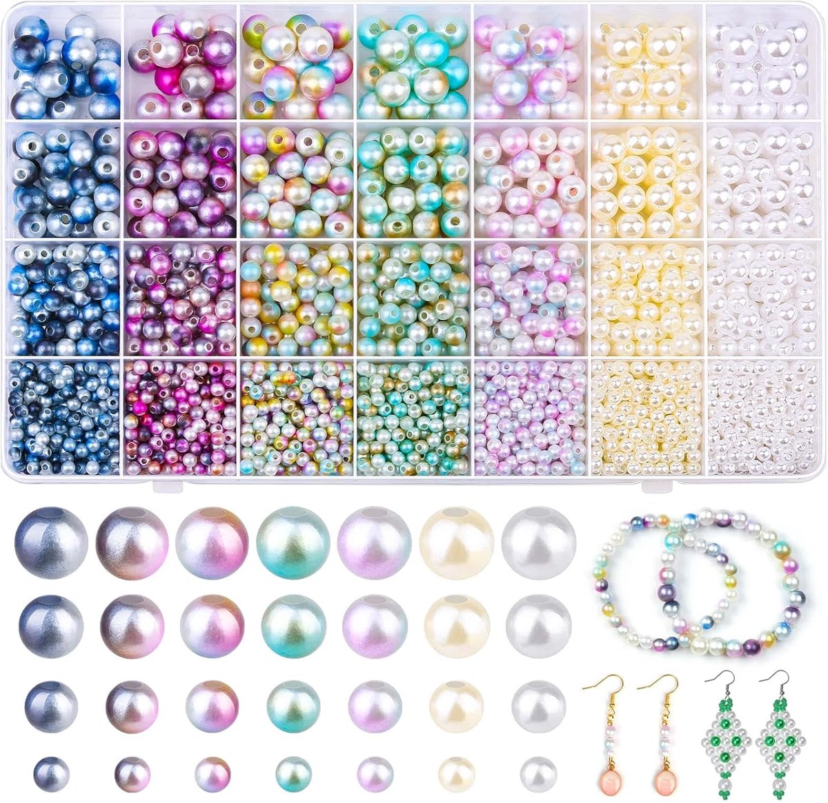 Kralen, 4/6/8/10 mm losse parels voor knutselen met gaten voor sieraden maken