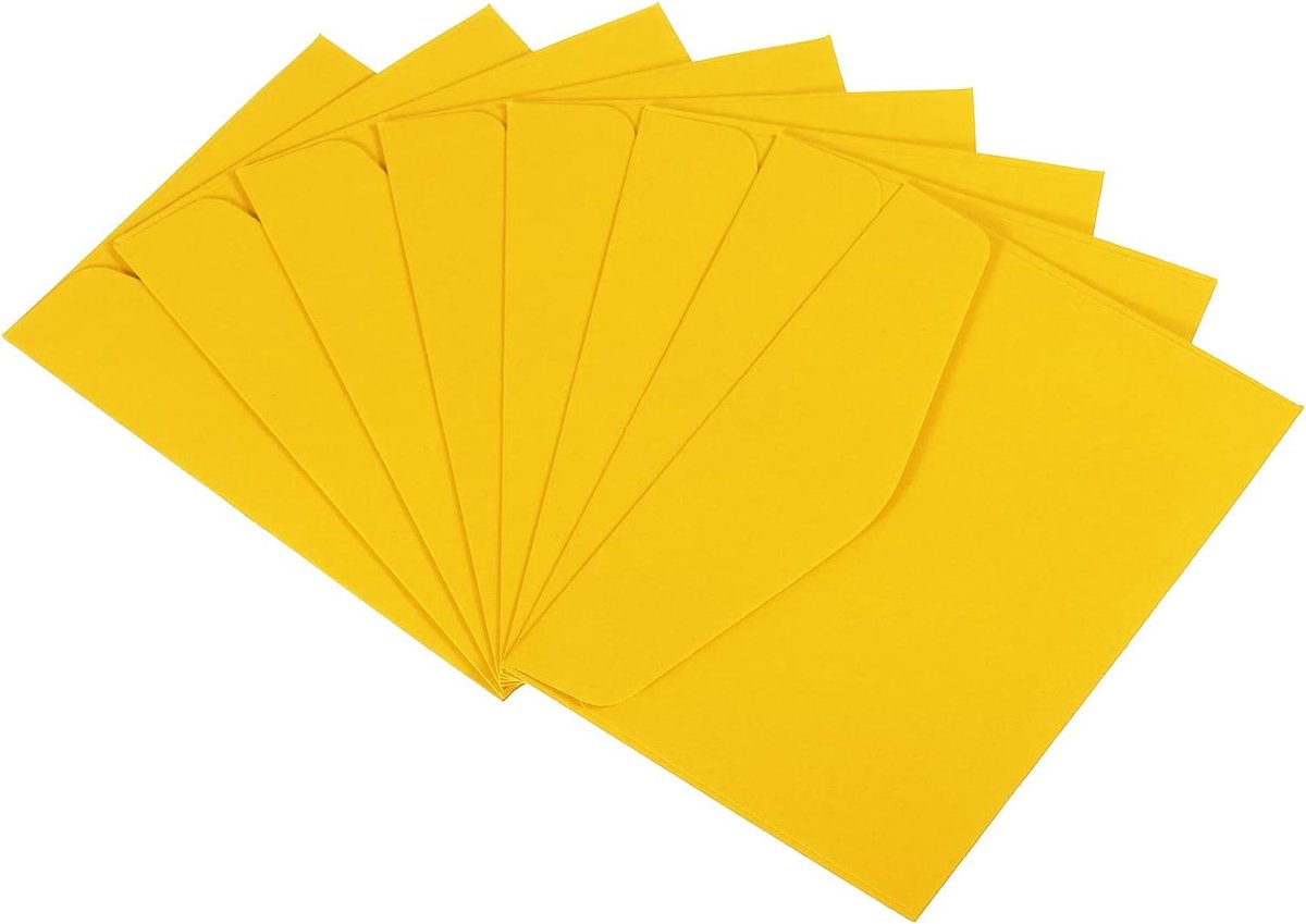 Mini Enveloppen, 48 Pack Mini Gift Card Visitekaartje Envelop voor Kleine Notitiekaarten Groet Bruiloft, Geel