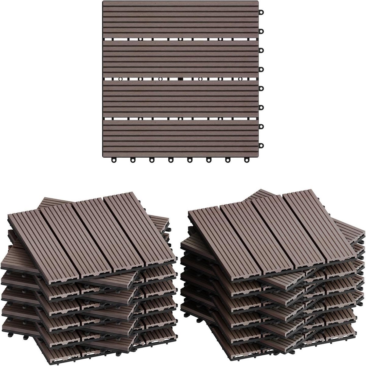 SureDeal® - WPC-terrastegels - WPC terrastegels Vloertegels - Houtlook - Kliksysteem