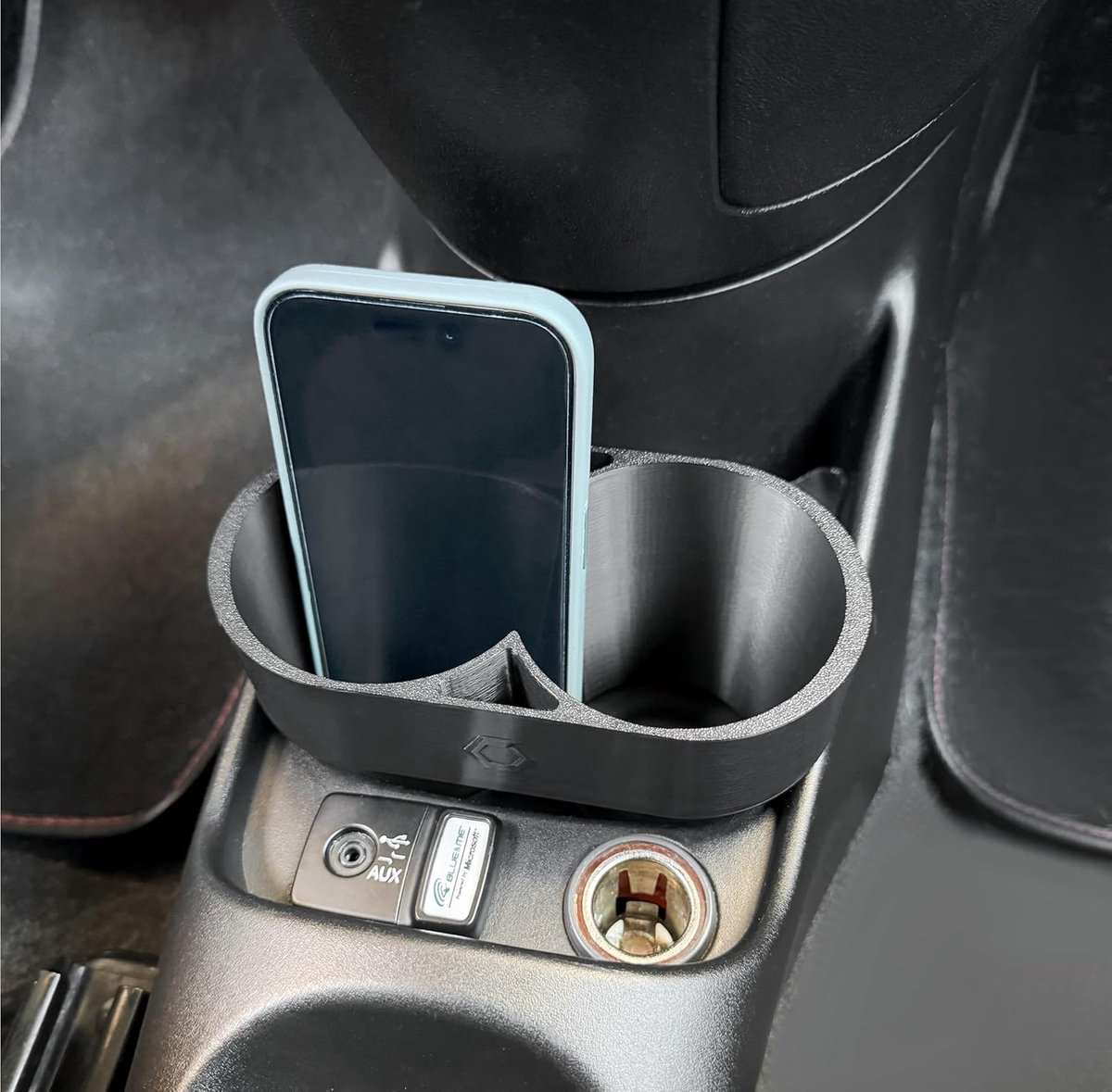 SnelShoppen - Verlenging voor glazen, voorwerpen en smartphone houder, bekerhouder organizer voor Abarth 500/595 en Fiat 500, multifunctioneel, zwart