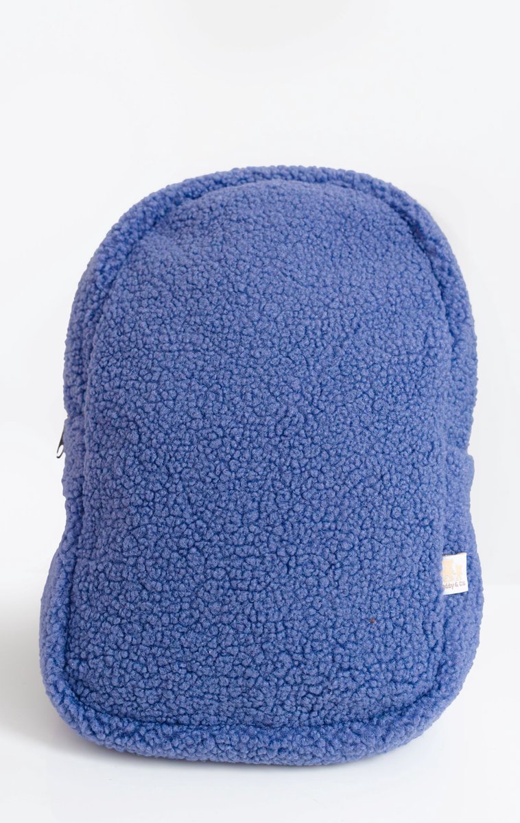 Teddy&Clo. - Teddy Kinderrugzak - Teddy/Fleece - 20 x 30 x 9 cm - Kobaltblauw - School & Opvang