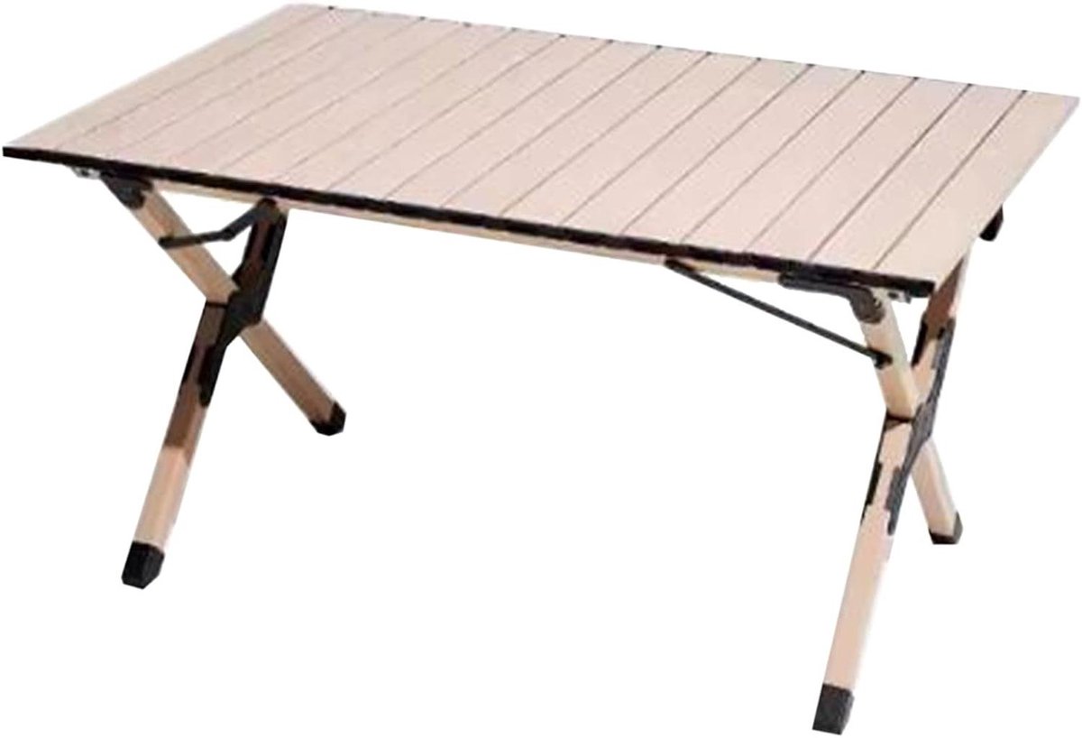 Campingtafel Opvouwbaar - Picknicktafel Lichtgewicht - Outdoor Genieten - Sterk Aluminium Frame - 92x60x45cm - Houtkleur