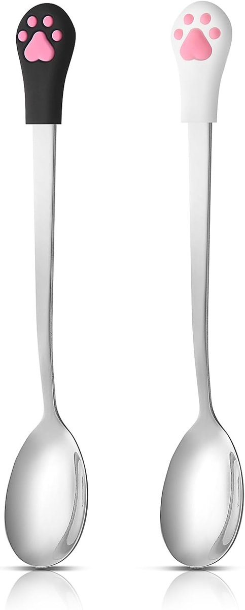 Huisdier Voedsel Lepel Kat 2 Stks Klauw Rvs Hond Kat Leuke Klauw Scoop Draagbare Espresso Kleine Scoop Fit Feed Ingeblikt, Mok, Thee, Koffie, Dessert