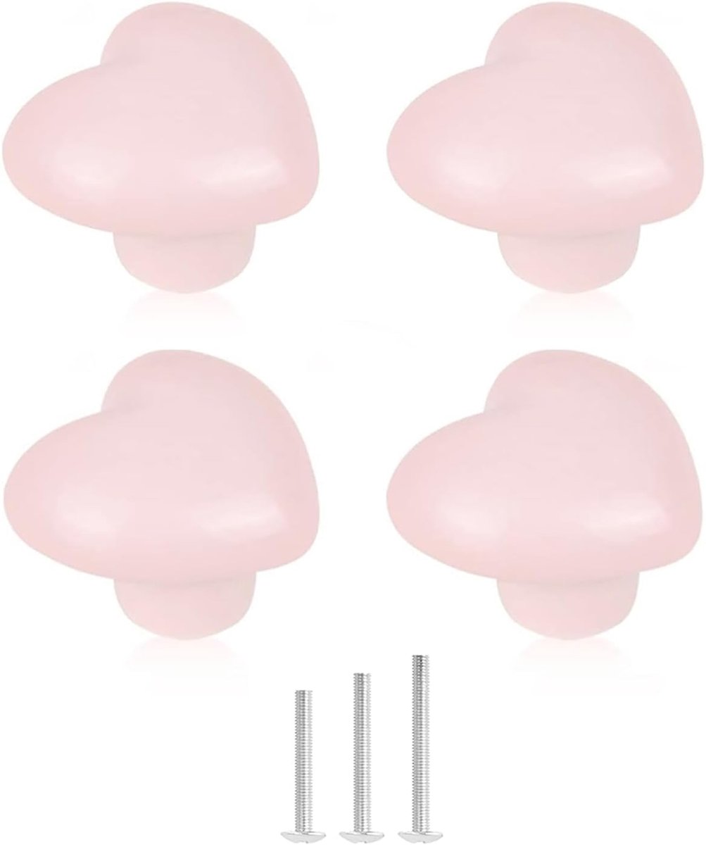 4x schattige ladeknoppen, keramische kastknoppen, roze ladeknoppen, liefdesvormige deurgreep voor kastlade, keuken, kinderkamer, kledingkast (lichtroze)