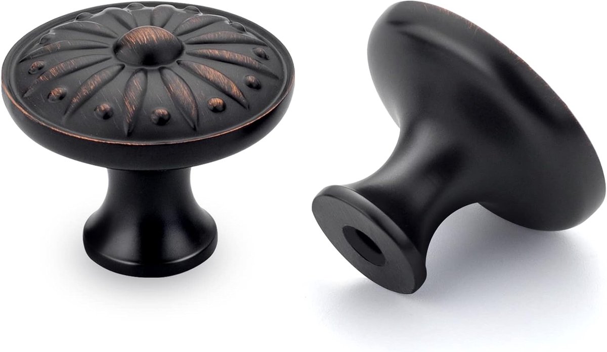 4 stuks Meubelknoppen Zwart Kastknoppen Oliegewreven Brons Lade Knoppen Vintage Knop voor Kast Meubelknoppen Vintage Commode Knoppen Meubelknoppen Zwart Kastknoppen Rond