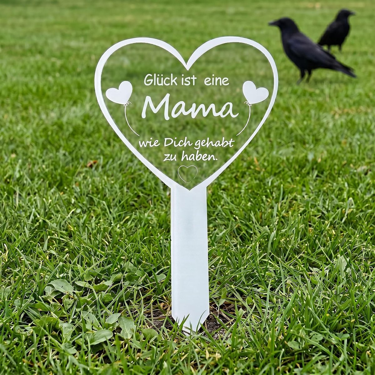 grafsteker, 16 x 26 cm, weerbestendige grafdecoratie voor begraafplaats met roerende spreuk, grafdecoratie voor urn en tuin, wit (Mama)
