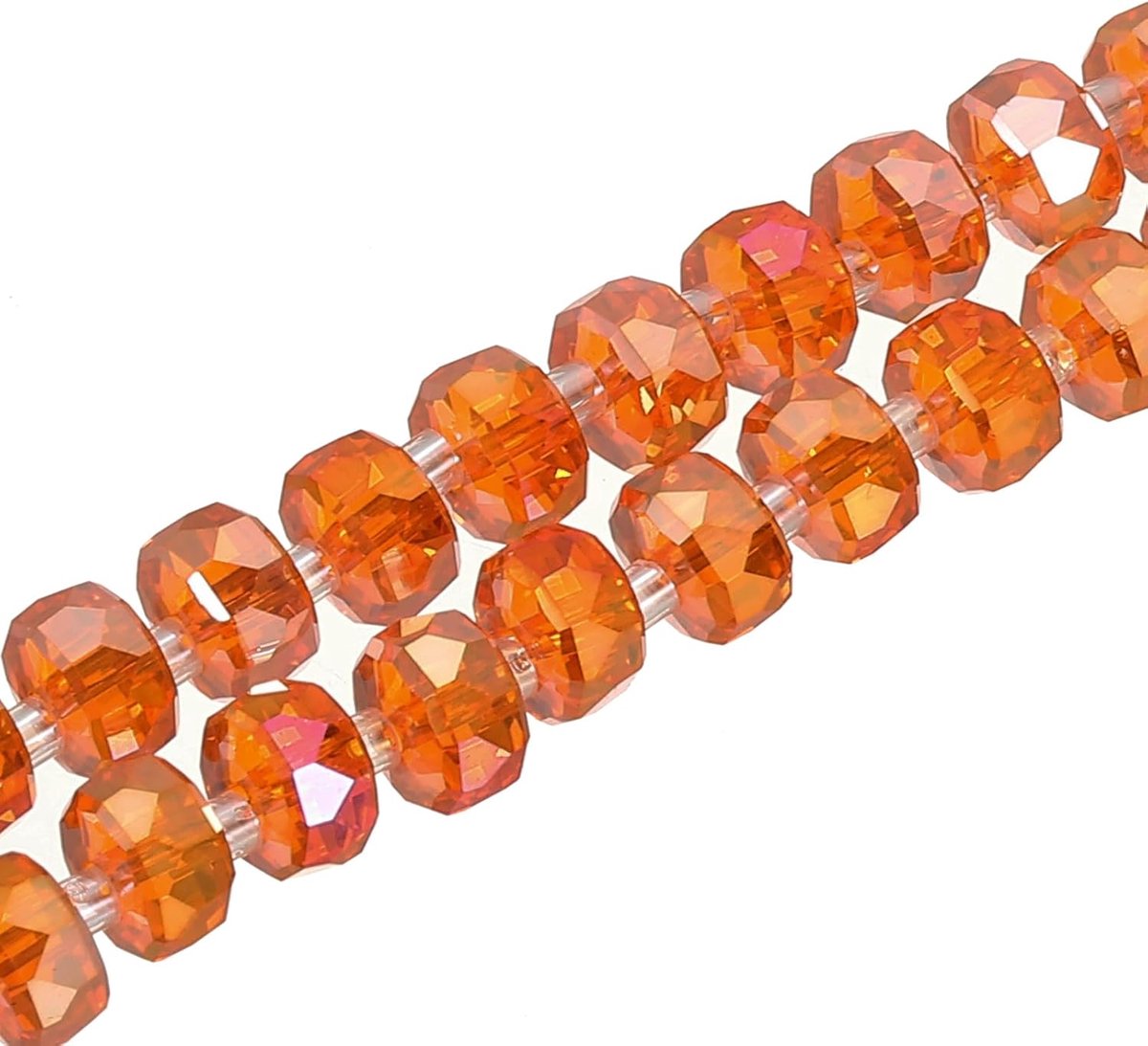 75 stuks 8 mm OD 5 mm dikke kristallen glaskralen, rondelle kristallen kralen, facet geslepen edelsteenstreng met afstandskralen voor handwerk, armband, ketting, oranje