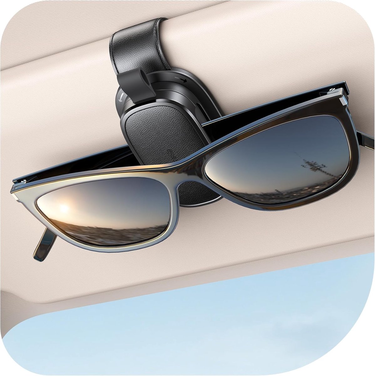 Magnetische zonnebrilhouder voor autovizierclip, bediening met één hand en 360 ° draaien] Geen slip zonnebrilhouder clip zacht schuim, zonnebril organizer gadgets brilhouder voor auto's en