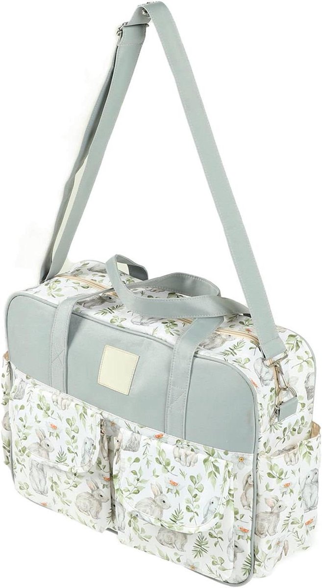 Mom Messenger Bag - Baby Luiertas - Babyverzorging Onderweg - Waterdichte Reistas - Grote Capaciteit - Konijn Print