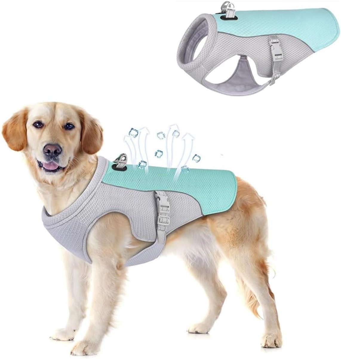 Koelvest voor honden, lichtgewicht koelvest, ademend, reflecterend veiligheidsvest voor kleine en middelgrote honden, uv-bescherming, hondenkoelvest, S