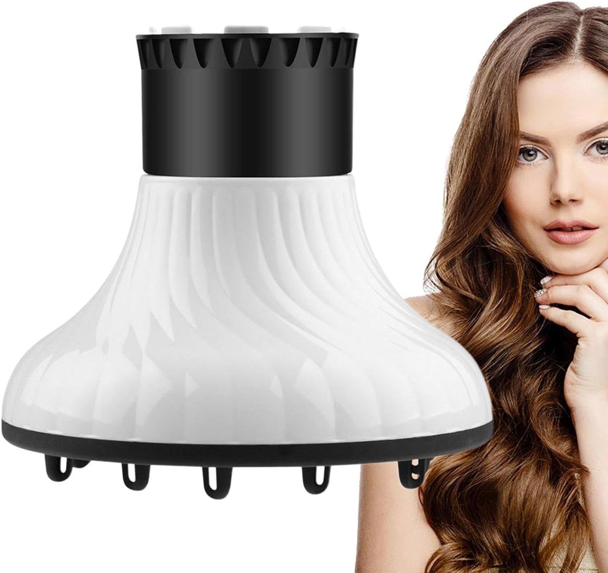 Föhn Diffuser - Haardroger Accessoire - Krullen Creëren - Honingraat Ontwerp - 16.5 x 15 cm - Zwart