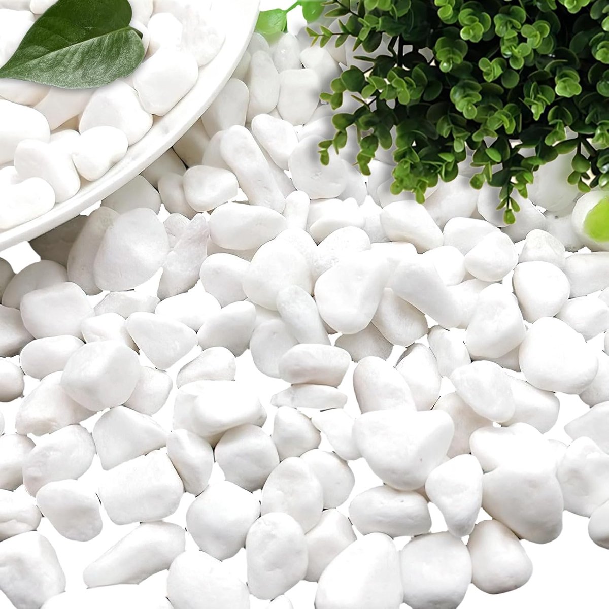 dellyy Kleine witte decoratieve stenen, 500 g, mini-kiezelstenen, vazenvuller, decoratieve stenen, tuindecoratie, wit, klein siergrind, marmergrind, 10-30 mm, wit, kleine sierstenen, tuin, bloempotten