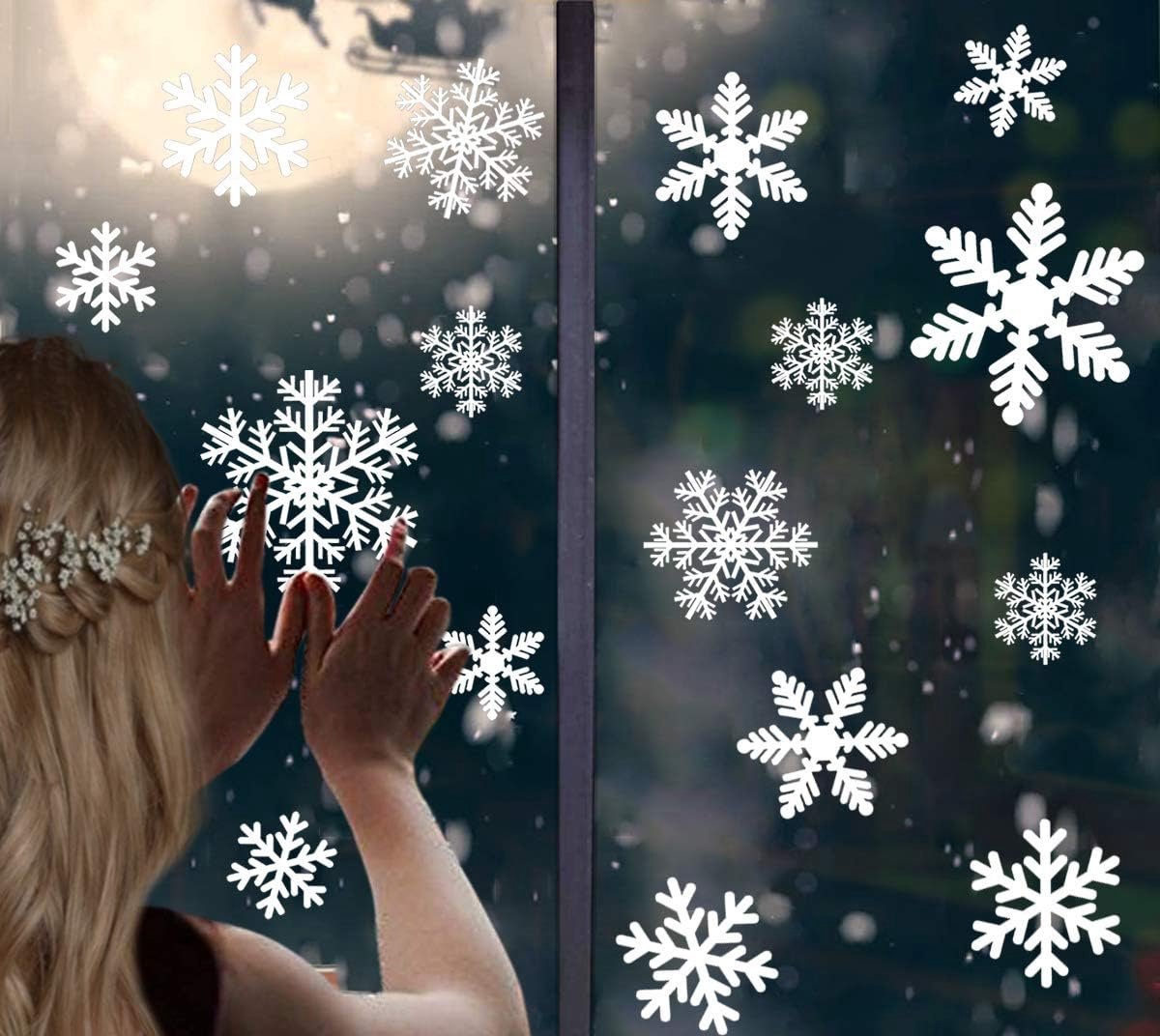 162 herbruikbare witte kerst sneeuwvlok raamstickers, zelf klampt kerstraamstickers, kerstraamdecoraties klampt zich vast voor Kerstmis raamdecoratie