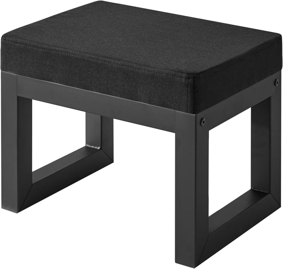 Kleine voetenbank met gevoerde zitting, Pouffe kruk, schoenwisselvoetenbank, Ottomaanse voetsteun Extra zitplaats voor ingang voor woonkamer slaapkamer, zwart WBD001B