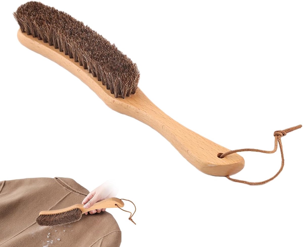 Kledingborstel en pluisborstel, borstel met wilde zwijnenharen voor pakken, hoedborstel en haarverwijdering, kledingborstel voor dierenharen, pluisborstel voor kasjmire kleding, kasjmir, wol, fluweel