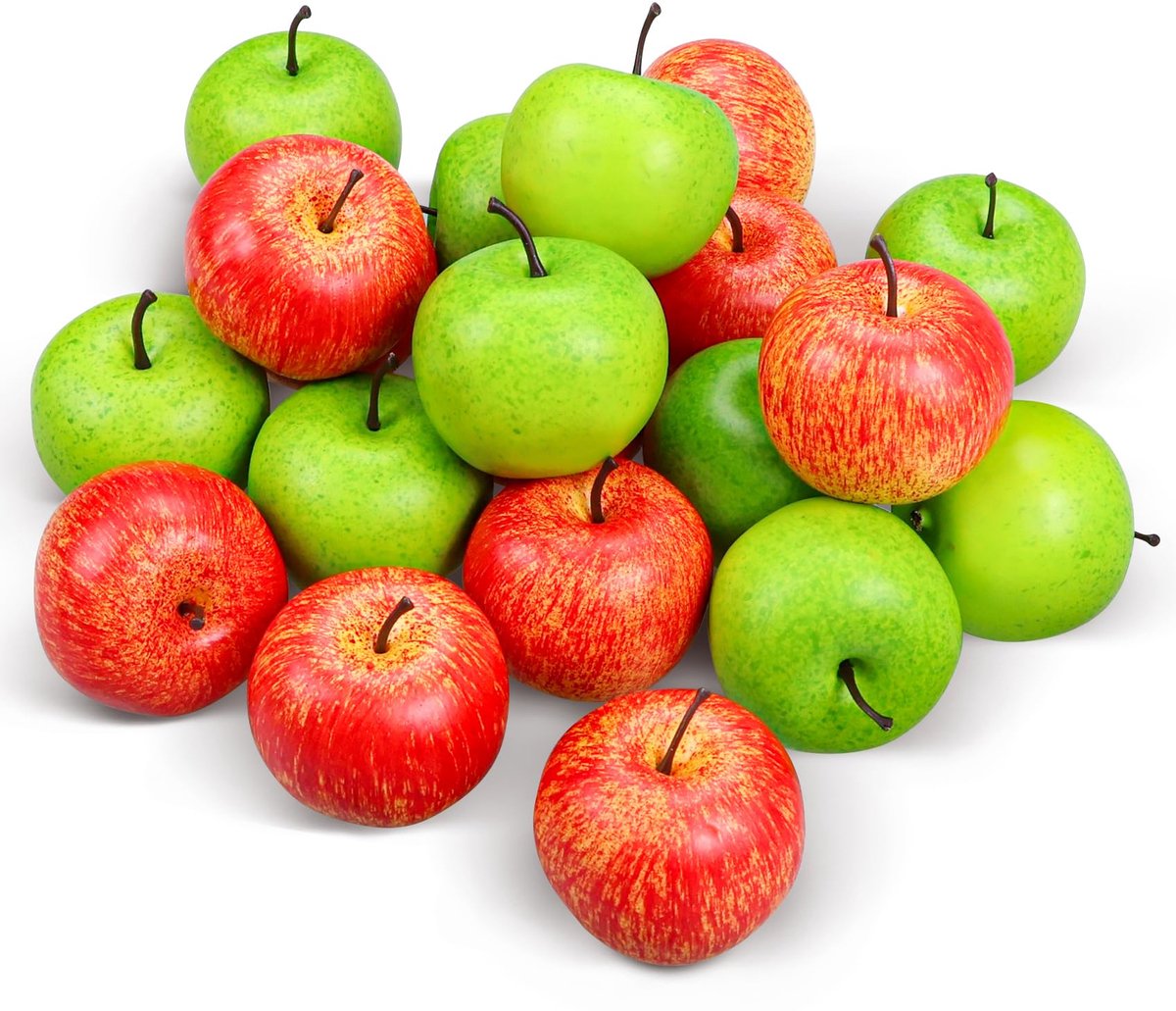 SnelShoppen - 20 stuks nep-appels decoratie, 5,3 cm kunstmatige vruchten mini rode en groene appels voor sfeervolle eettafel decoratie, nep-appel deco