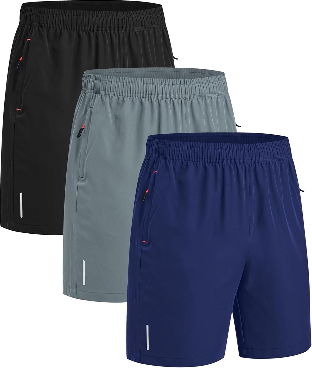 Heren sportshorts set van 3 - sneldrogend - met zakken - ideaal voor hardlopen - ShopVlot
