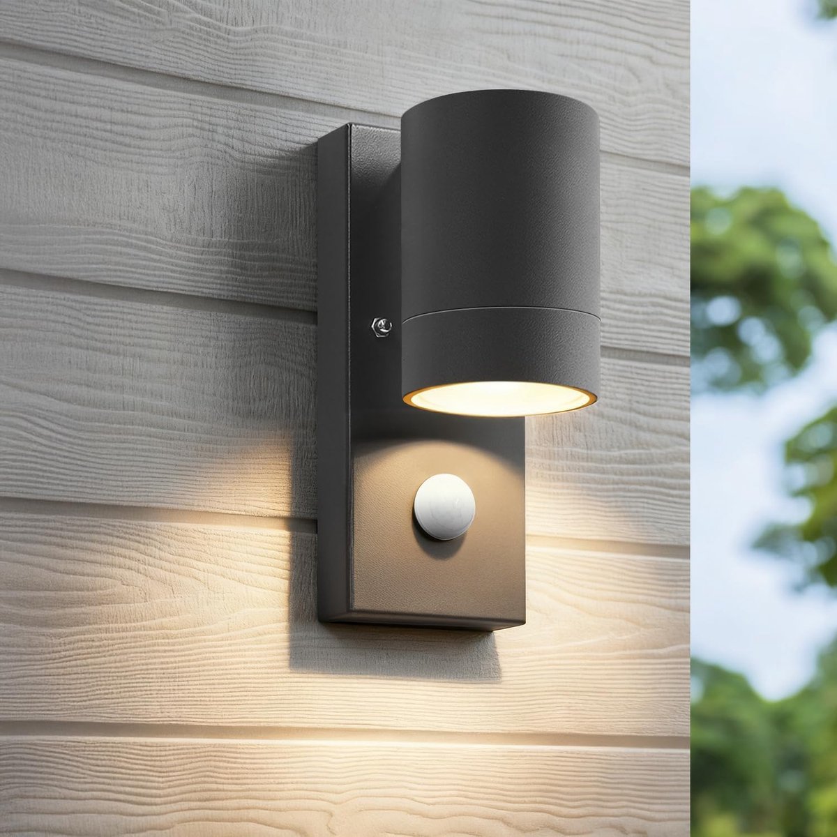 PIR Motion Sensor Outdoor Wall Lights IP65 Waterproof Aluminium GU10 Fitting Ideal for Front Door, Porch or Patio - ShopVlot